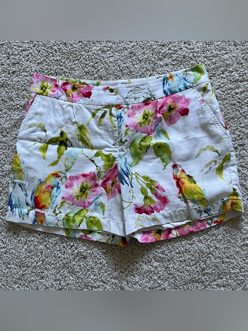 Tommy Bahama White Linen Floral Print Shorts
